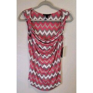 International Concepts Women's Sleeveless Pink Chevron Pattern Pullover Top Sz M
